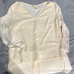 Michael Kors Cream Asymmetrical 3/4 Sleeve Blouse